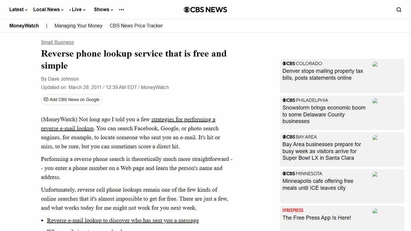 Reverse phone lookup service that is free and simple - CBS News